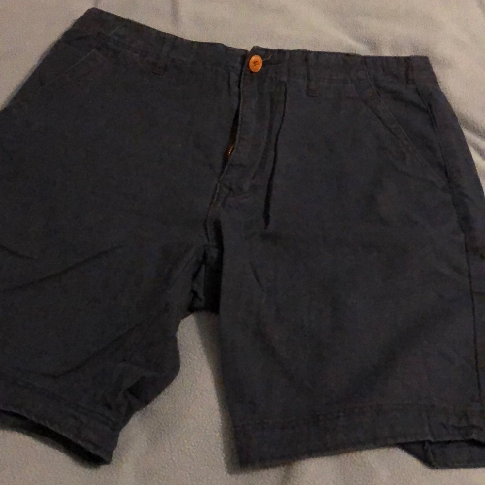 Navy Linen-Like Shorts